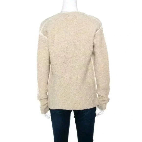 Zadig & Voltaire Boucle Wool Beige Open Cardigan Jacket Designer Coat Size M - Picture 3 of 14